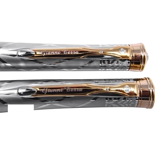 Набор ручек Gianni Terra шариковая и перьевая SILVER WITH GOLD HH122/B-F(silver) фото 5