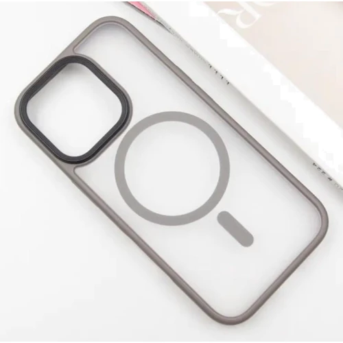Чохол для iPhone Mobile Case TPU+PC Metal Buttons with MagSafe Grey для iPhone 16 Pro Max
