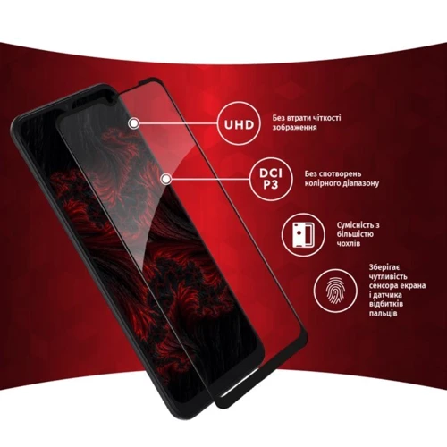 Аксессуар для смартфона Intaleo Tempered Glass Full Glue Black for Samsung A035 Galaxy A03: Материал стекло