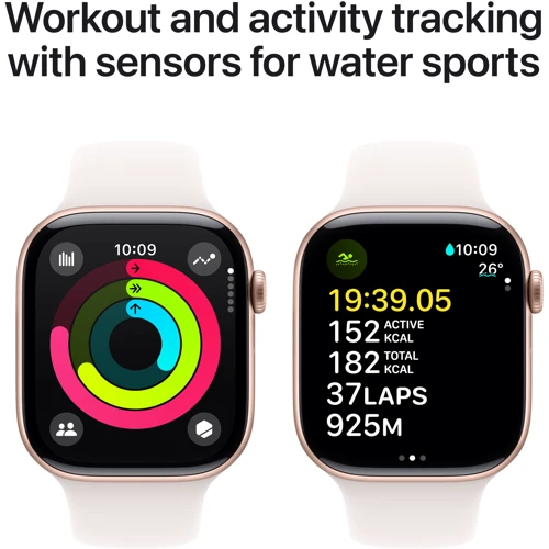 Apple Watch Series 10 42mm GPS + Cellular Rose Gold Aluminium Case with Light Blush Sport Band - S/M (MWX93)