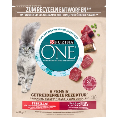 Сухой корм беззерновой комплекс Purina One Grain Free Bifensis для взрослых стерилизованных кошек с говядиной 600 г (8445290455857): Тип Сухой корм