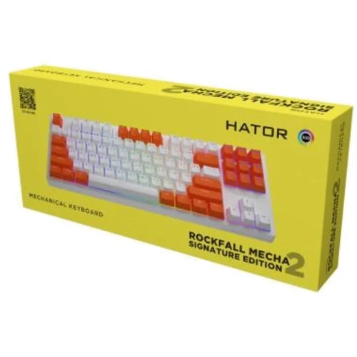 Клавиатура HATOR Rockfall 2 Mecha Signature Edition White/White/Orange (HTK-521-WWO): Тип клавиатуры игровая