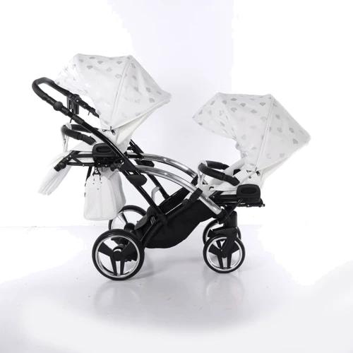 Универсальная коляска для двойни 2 в 1 Junama Glow Duo Slim 03, белый с серебристым (J-G-DUOs-03) фото 8