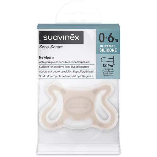 Пустушка силіконова фізіологічна Suavinex Zero.Zero 0-6 місяців бежева (402530): Вид пустушки классическая