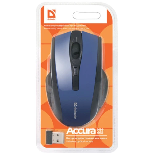 Мышь Defender Accura MM-665 Blue (52667): Эргономика симметричная для левшей