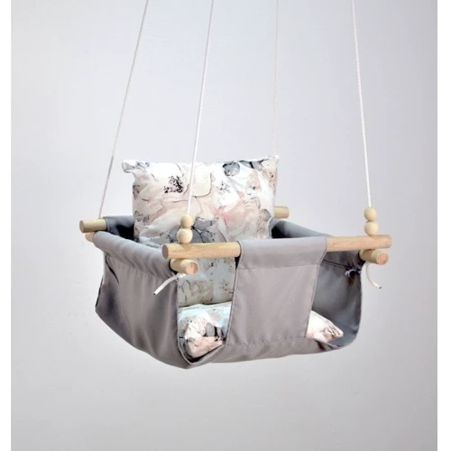 Гойдалки дитячі Infancy Пелюстки тканинна підвісна сіра