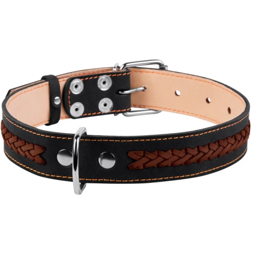 Ошейник Collar для собак двойной с вплетенной косой 3.5x48-63 см черный