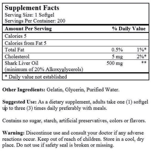 Puritan's Pride Shark Liver Oil 500 mg-90 Softgels: Форма выпуска Капсулы