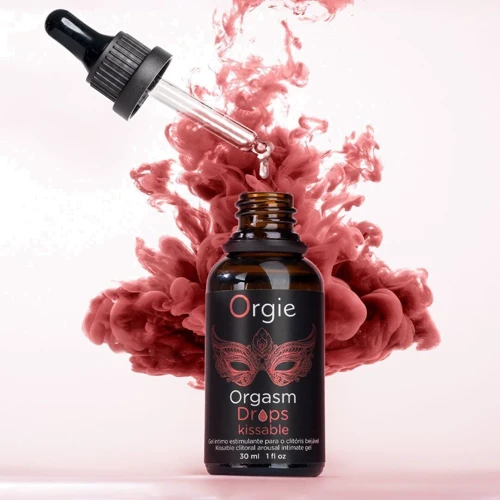 Возбуждающие капли для клитора Orgie Orgasm Drops Kissable, 30 мл, тепло-холод, вкус яблока