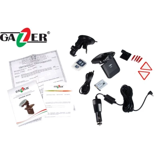 Gazer S520: Оснащение аккумулятор, дисплей, микрофон, печать даты и времени на видео