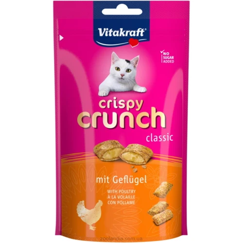 Лакомства для котов Vitakraft Crispy Crunch подушечки с мясом птицы 60 г (28814)