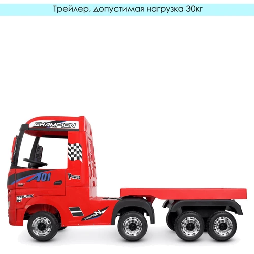 Детский электромобиль Грузовик Bambi Racer Mercedes с прицепом, красный (M 4208EBLR-3(2)): Материал корпуса пластик