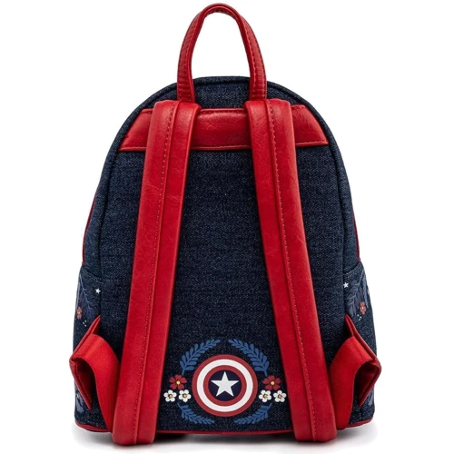 Рюкзак Loungefly LF Marvel Captain America 80th Anniversary Floral Shield Mini (MVBK0165): Возрастная группа от 12 до 16 лет
