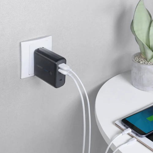 Зарядное устройство ANKER Power Bank PowerCore Fusion 3A + Power Bank 5000mAh Black (A1622311): Количество USB-портов 3