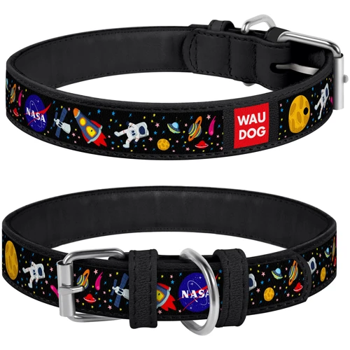 Ошейник WAUDOG Design с рисунком "NASA" 12 мм 20-28 см черный (0013-0047-01)