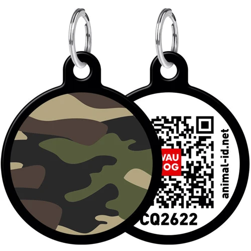 Адреснік WAUDOG Smart ID з QR-паспортом, малюнок "Камо", коло, 25 мм, чорний (0625-0102-01)