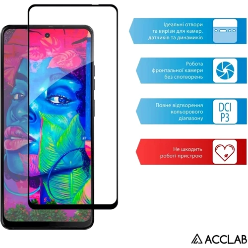 ACCLAB Tempered Glass Full Glue Black for Motorola G04 фото 5