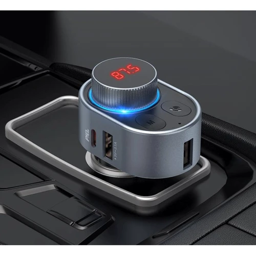 FM-трансмітер + зарядний пристрій Hoco E72 PD30W Alegria car BT FM transmitter Metal Gray фото 4