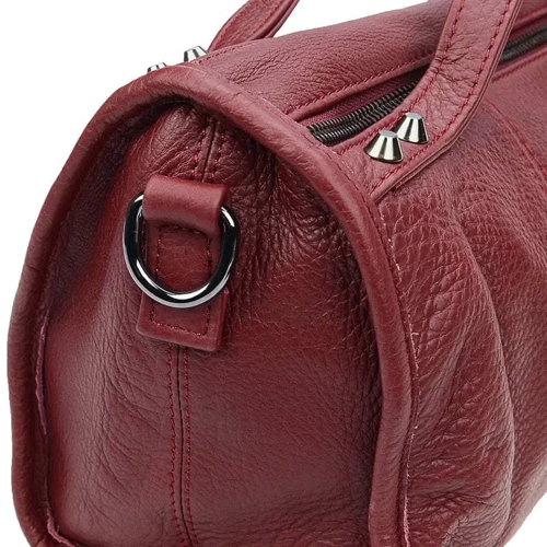 Жіноча сумка бочонок Borsa Leather бордова (1t560-burgundy): Фактура Матовая, Зернистая