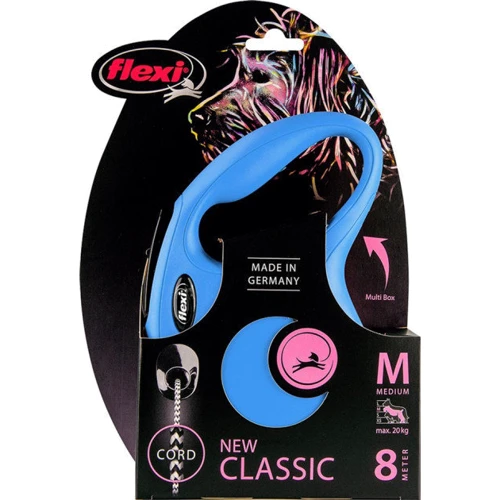 Поводок-рулетка Flexi New Classic М до 20 кг 8 м синій (4000498022818): Тип шнура трос
