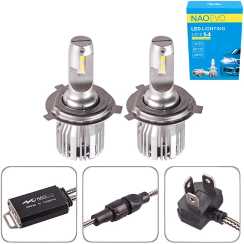 Светодиодная автолампа PULSO Naoevo S4/LED/H4/Flip Chip/9-16V/30W/3600Lm/3000K/4300K/ 6500K (S4-H4): Световой поток, Лм 3600