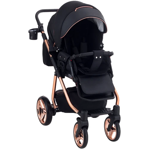 Універсальна коляска 2 в 1 Adamex Sierra Polar (Pink Gold) SR408 чорний - чорний шкіра (перфорація): Стать дитини хлопчик, дівчинка