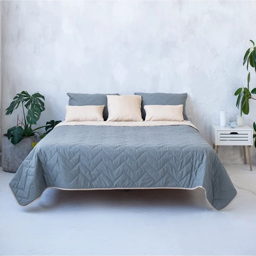 Покривало Sonex Bora Bora двостороннє 220x240 см + наволочка 50x70 см (2 шт.) сірий/бежевий (SO102398)