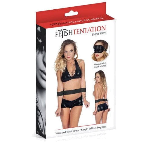Фиксатор для талии и рук Fetish Tentation Waist and Wrist Straps с маской на глаза