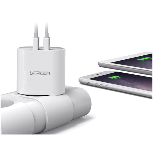 Зарядное устройство Ugreen Wall Charger 2xUSB CD104 3.4A White (20384): Количество USB-портов 2
