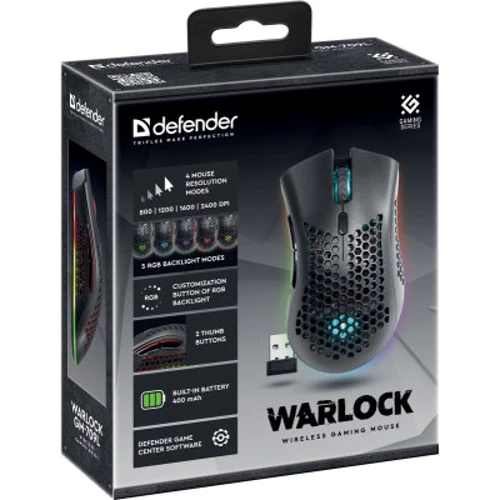 Мышь Defender Warlock GM-709L Black (52709): Вес 110