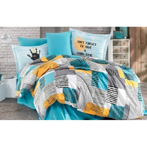 Комплект постільної білизни Hobby Poplin Bermuda євро бірюзовий (42954_2,0)