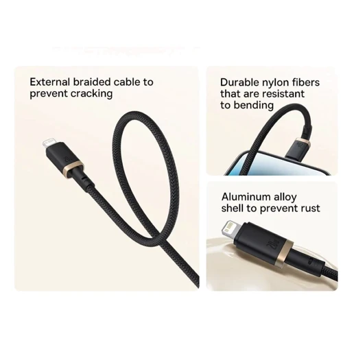 Кабель Baseus Cable USB-C to Lightning Dura Series 20W 1m Black/Gold (P10377800U01-00) фото 7
