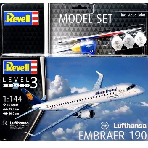 Подарунковий набір Revell Model Set Літак Embraer 190 Lufthansa 1:144 (63937)