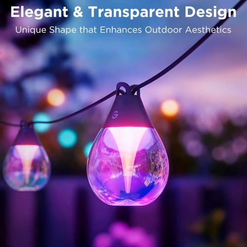 Набор светодиодных ламп Govee H7025 Outdoor Clear Bulb String Lights, 15м, RGBIC/Warm White, WI-FI/Bluetooth, черный (H7025CB1)