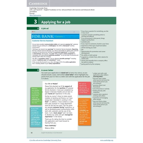 English Vocabulary in Use 3rd Edition Advanced with Answers with eBook: ISBN 9781316630068