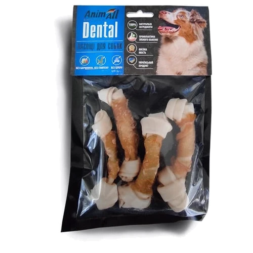 Лакомства для собак AnimAll Dental кость баварская узловая №2М с мясом курицы 10-12 см 4 шт. (2000981274528)