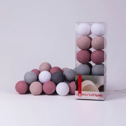 Гирлянда Cotton ball lights на 10 шаров 2,7м, Dirty Rose: Тип Хлопковые шарики
