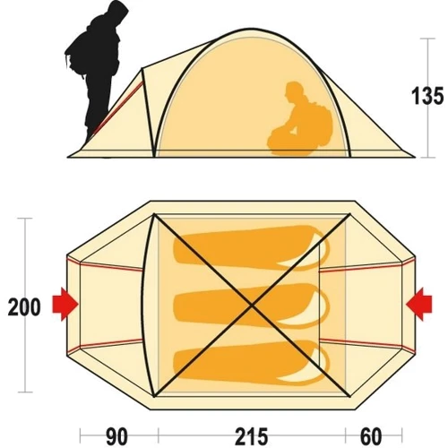 Намет Ferrino Aral 3 (4000) Red/Gray: Кількість місць 3