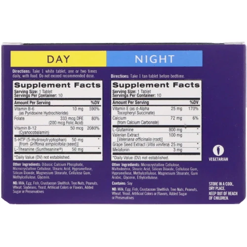 Natrol Stress And Anxiety, Day And Night, Two 10 Tablet Blister Packs (NTL-05458): Стать унісекс