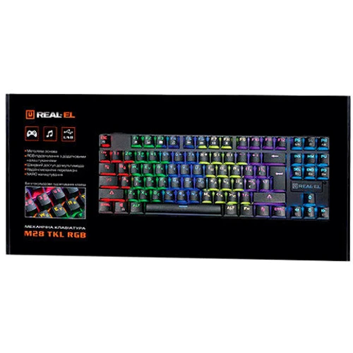 Клавиатура REAL-EL M28 RGB TKL, black: Тип клавиш механический
