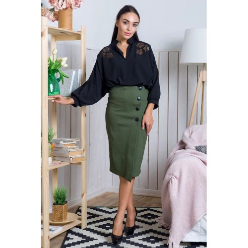 Юбка FLFashion Уоррен ИЮУ 1353 46 зеленая карандаш удлиненная миди