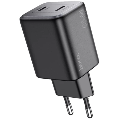 Зарядний пристрій Hoco Wall Charger N42 Elogiado 2xUSB-C 45W Black: Сила струму 2.4А и более