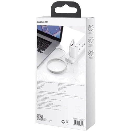 Кабель Baseus Cable USB-C to USB-C High Density Braided 100W 2m White (CATGD-A02) фото 18