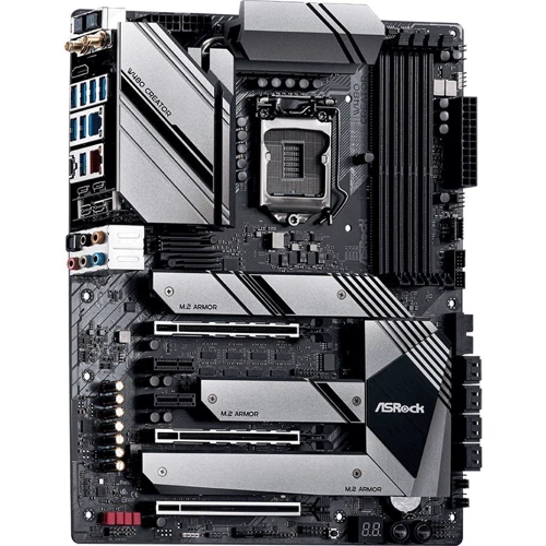 ASRock W480 CREATOR: Разъемы на задней панели USB Type-C, USB 3.2 Gen 2, USB 3.2 Gen 1, USB 2.0, HDMI, DisplayPort, Ethernet RJ-45