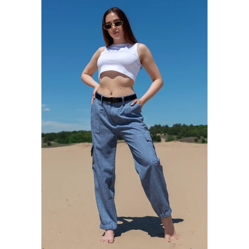 Брюки FLFashion Атом ЧБА 3503 44 синие