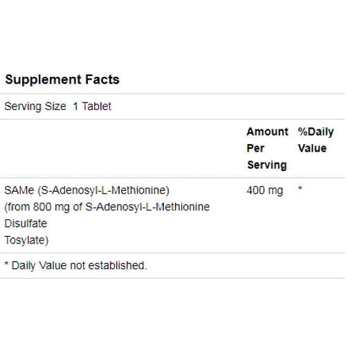 Now Foods SAM-e (S-Adenosyl-L-Methionine), 400 mg, 30 Tablets (NF0139): Стать унісекс