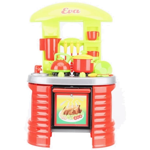 Кухня с посудой Kinderway красная (KW-04-403)