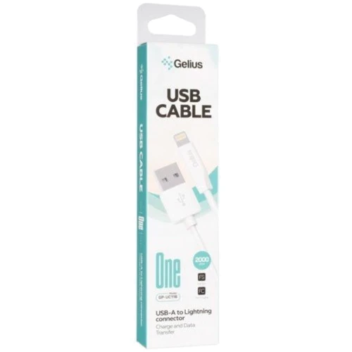 Кабель Gelius USB Cable to Lightning One 2m White (GP-UC118): Довжина 2 м