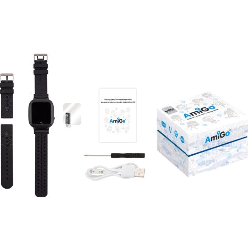Смарт-часы AmiGo GO004 Splashproof Camera+LED Black: Совместимые ОС Android / iOS