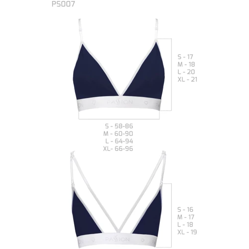 Спортивный топ с двойными бретелями Passion PS007 TOP navy blue, size XL